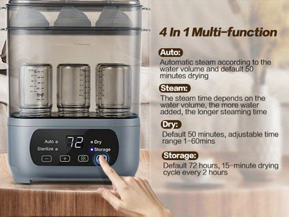 Modular Baby Bottle Steamer and Dryer with LED Touch Screen and Auto Shut-Off, Electric Countertop Care for Compatible Bottles and Pump Parts