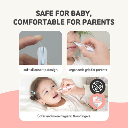 Rotating Baby Nose Cleaner Tweezer with Scoop & Loop for Newborns and Infants, BPA-Free PP Nasal Care Tool for Sticky or Dry Mucus, One-Hand Locking Design, Blue or Pink