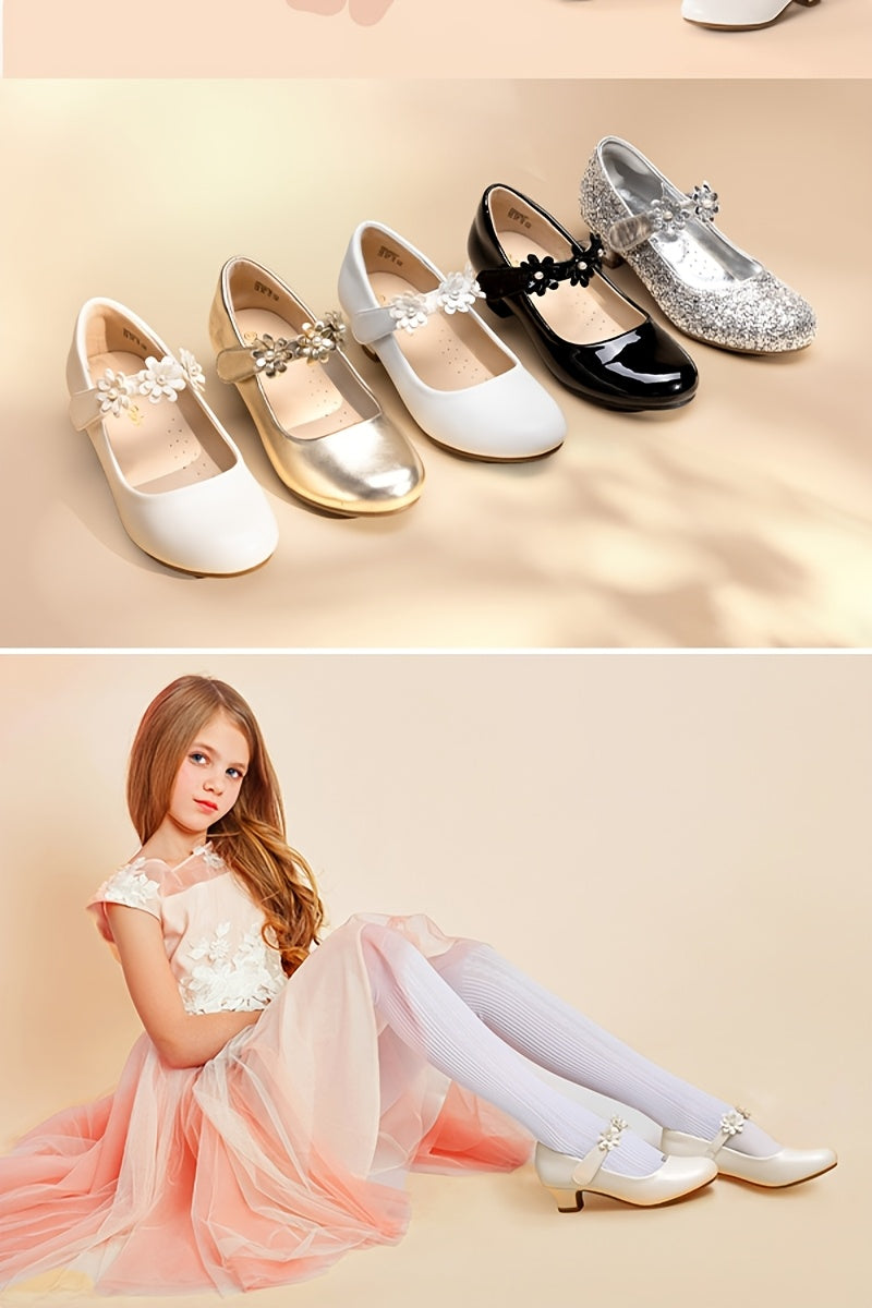 Rhinestone Ballet Flats for Girls, Mary Jane Dress Shoes with a Shimmering Look, Round-Toe Slip-On Party Shoes for Toddlers and Big Kids, Weddings