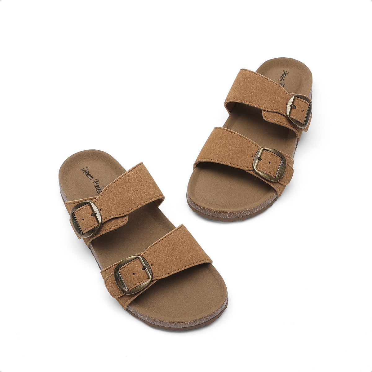 Kids Adjustable Slide Sandals with Non-Slip Strap, Flexible Outsole and Padded Midsole for Indoor & Outdoor Wear, Toddler to Big Kid Sizes in Beige, Camel & Brown
