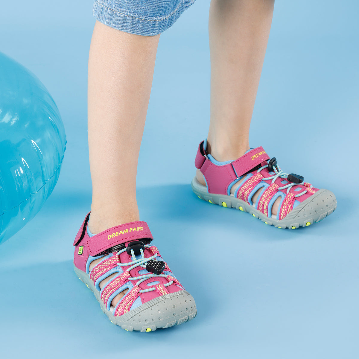 Closed Toe Kids Sport Sandals with Adjustable Straps, Breathable Water-Friendly Hiking and Beach Shoes for Toddlers, Little Kids and Big Kids