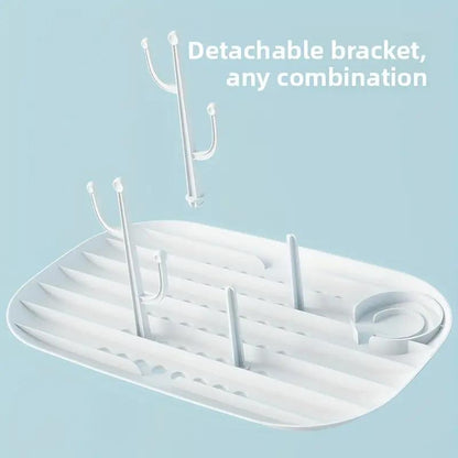 Baby Bottle Storage Box with Lid and Removable Drying Rack, Clear Countertop Organizer for Bottles, Nipples and Feeding Utensils in Three Colors