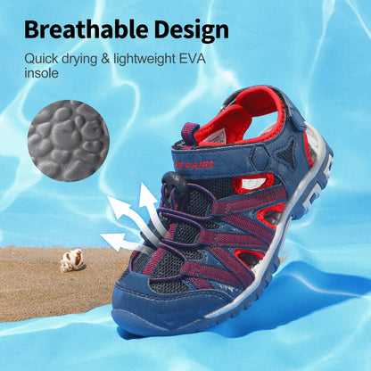 Kids Mesh Closed-Toe Sandals for Boys and Girls | Adjustable Two-Strap Outdoor Summer Shoes with EVA Soles for Toddler to Big Kid Sizes
