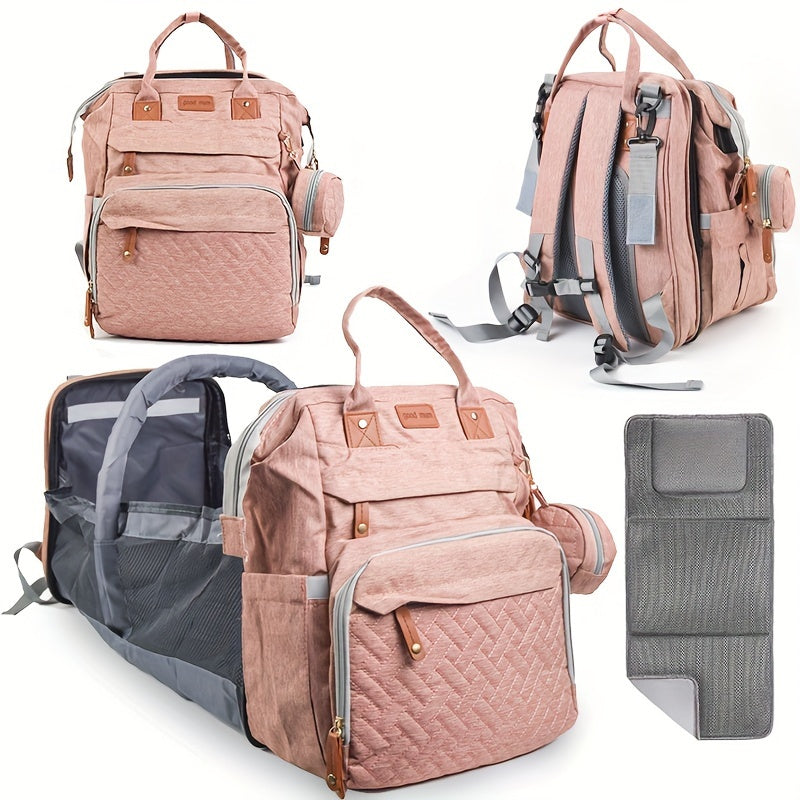 Pink Plaid Diaper Backpack, Casual Daypack Diaper Bag for Newborn Essentials – Secure Zipper Closure, Lightweight Design for Daily Outings & Travel, Practical Gift for New Parents
