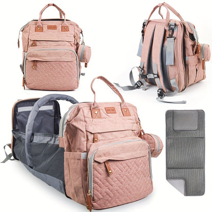 Pink Plaid Diaper Backpack, Casual Daypack Diaper Bag for Newborn Essentials – Secure Zipper Closure, Lightweight Design for Daily Outings & Travel, Practical Gift for New Parents