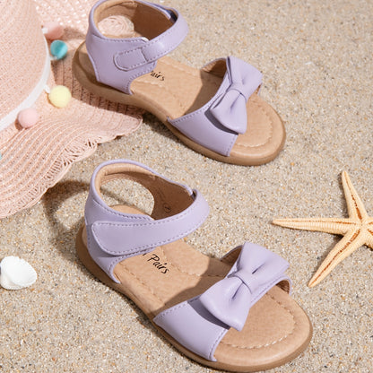 Girls Bow Sandals by DREAM PAIRS with Hook-and-Loop Fastener | Round-Toe TPR Sole Summer Shoes for Toddler, Little Kid and Big Kid Outings