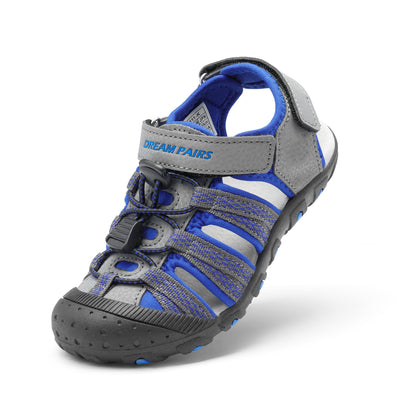 Closed Toe Kids Sport Sandals with Adjustable Straps, Breathable Water-Friendly Hiking and Beach Shoes for Toddlers, Little Kids and Big Kids