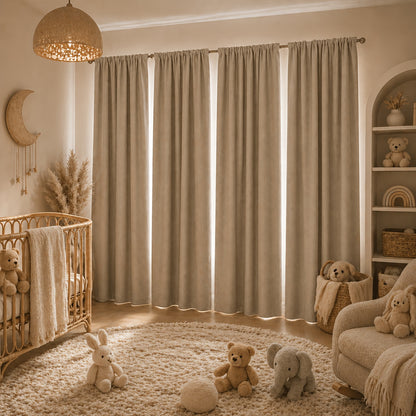 Blue Nursery Blackout Curtains 4-Panel Set, 52 x 63 Inch Coated-Lining Window Drapes with Four Hanging Methods for Bedroom Privacy