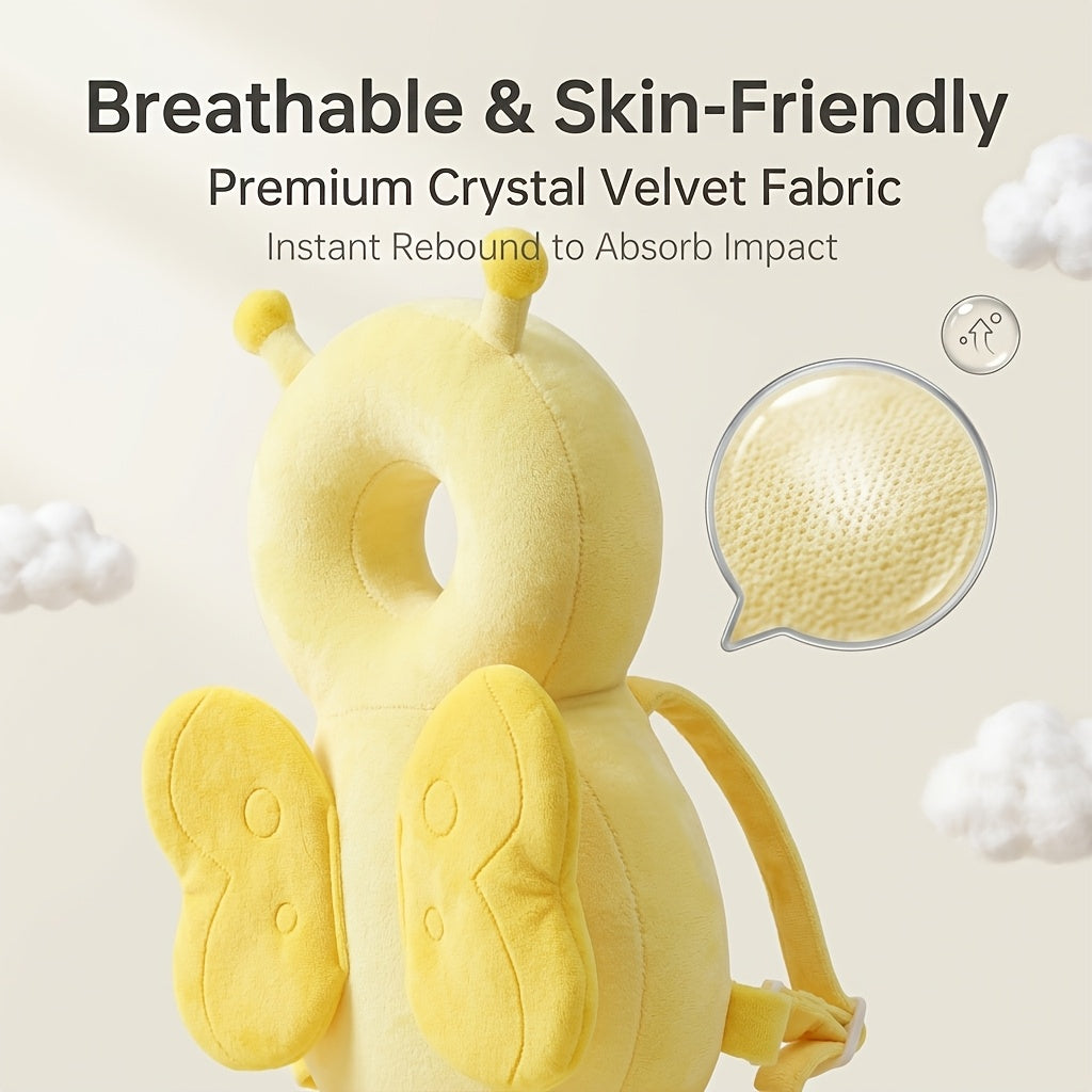 Toddler Head Protection Backpack with Plush Animal Back Cushion, Adjustable Shoulder and Chest Straps for Supervised Crawling and First Steps