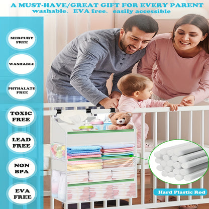 Multi-Pocket Nursery Diaper Organizer, Hanging Polyester Diaper Caddy for Changing Supplies, Easy-Access Baby Storage for Everyday Diaper Changes