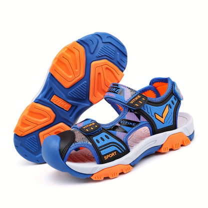 Boys' Summer Sandals with Protective Toe Coverage, Soft Casual Shoes for Warm Days in Greenish Yellow or Sky Blue, Little Kid & Big Kid Sizes