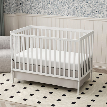 5-in-1 Convertible Crib by Goldzone, New Zealand Pine Wood Baby Crib with 4 Adjustable Mattress Heights, Toddler, Daybed and Full-Bed Options