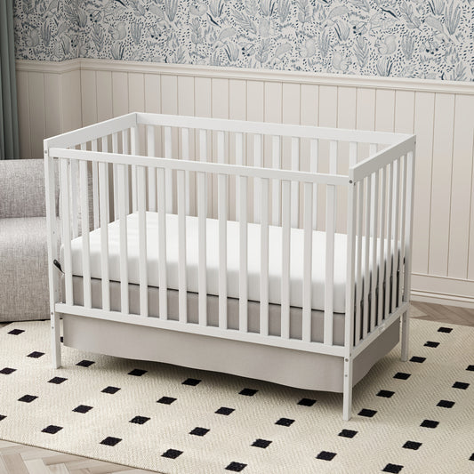 5-in-1 Convertible Crib by Goldzone, New Zealand Pine Wood Baby Crib with 4 Adjustable Mattress Heights, Toddler, Daybed and Full-Bed Options