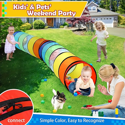 Baby Crawling Tunnel in Rainbow Colors, Indoor Sensory Play Tube for Crawlers and Toddlers, Portable Playroom Activity for Movement and Exploration