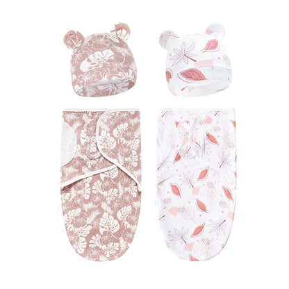 Newborn Blanket and Hat Set for 0 to 3 Months, Coordinated Baby Wrap and Cap in Multiple Color and Print Styles for Coming-Home Photos and Gifting