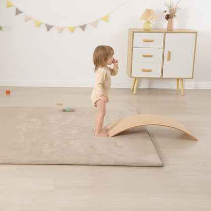 Memory Foam Floor Mat for Baby Crawling, 1.1-Inch Coral Velvet Cushioned Rug with Non-Slip Backing, Gray Tatami-Style Mat in Four Sizes