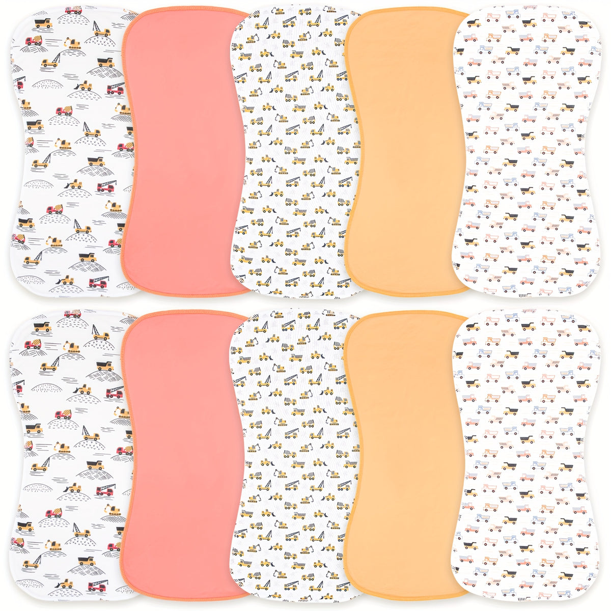 Baby Burp Cloths 10-Piece Set with Printed Style Options, Newborn Spit-Up Cloths and Washcloths for Boys and Girls, Everyday Feeding Essentials