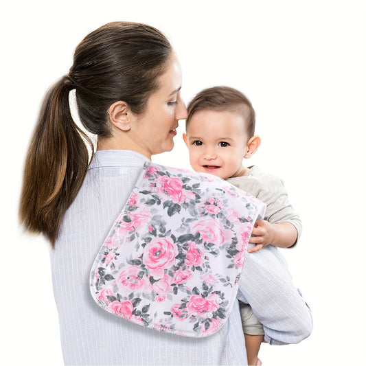 Snap-Closure Baby Burp Cloth Set, 6-Piece Large 3-Layer Absorbent Spit-Up Rags in Rose and Pink Polka Dots for Feeding and Baby Care