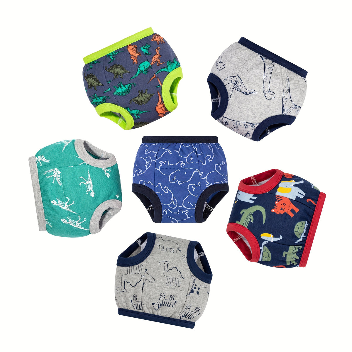 Cotton Training Underwear for Toddler Boys, 6-Pack Soft Absorbent Potty Pants, 100% Cotton, Sizes 12-24M to 5T